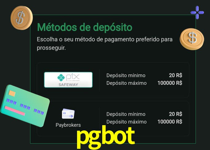 O cassino pgbot oferece uma grande variedade de métodos de pagamento